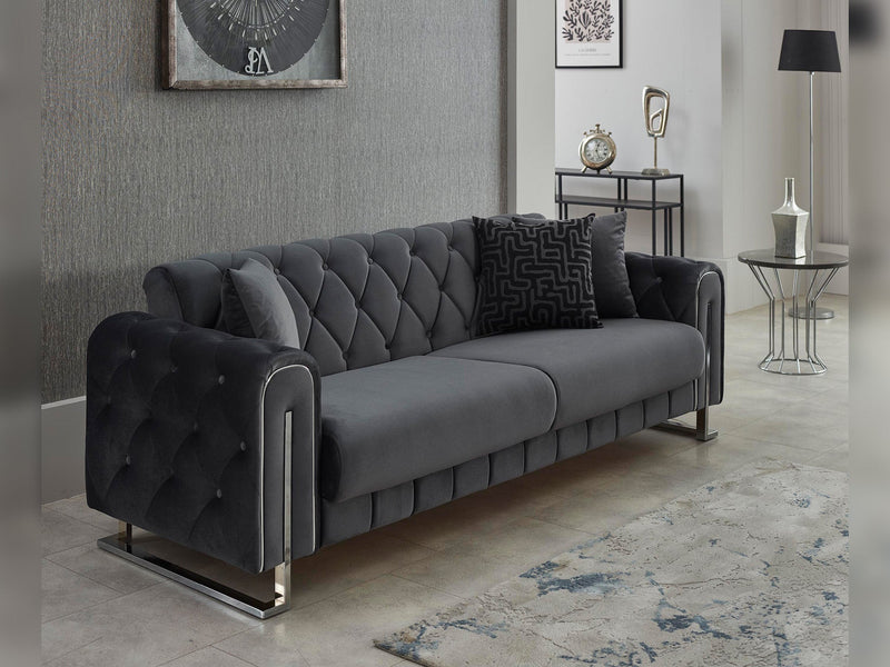 Puma 3-pieces (Sofa & Loveseat & Chair) Livingroom in Anthracite - 200-SIM-PUM-VELVET412-321