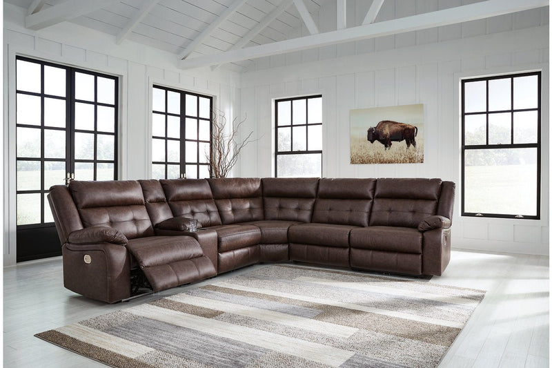Punch Up Walnut 6 - Piece Power Reclining Sectional - Gate FurniturePower Reclining Sectional
