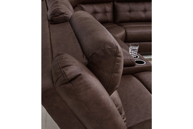 Punch Up Walnut 6 - Piece Power Reclining Sectional - Gate FurniturePower Reclining Sectional
