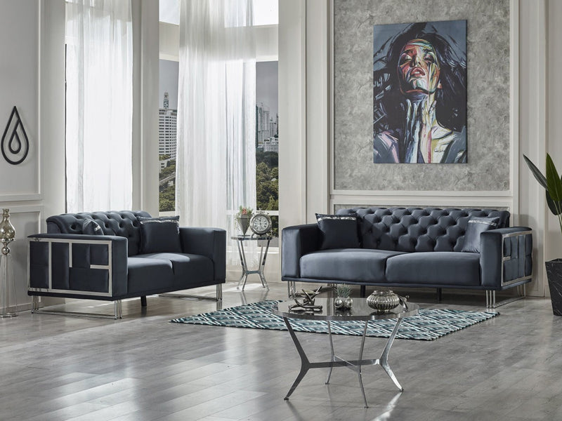 Puzzle Tufted Living Room Set - Gate FurnitureLiving Room Sets