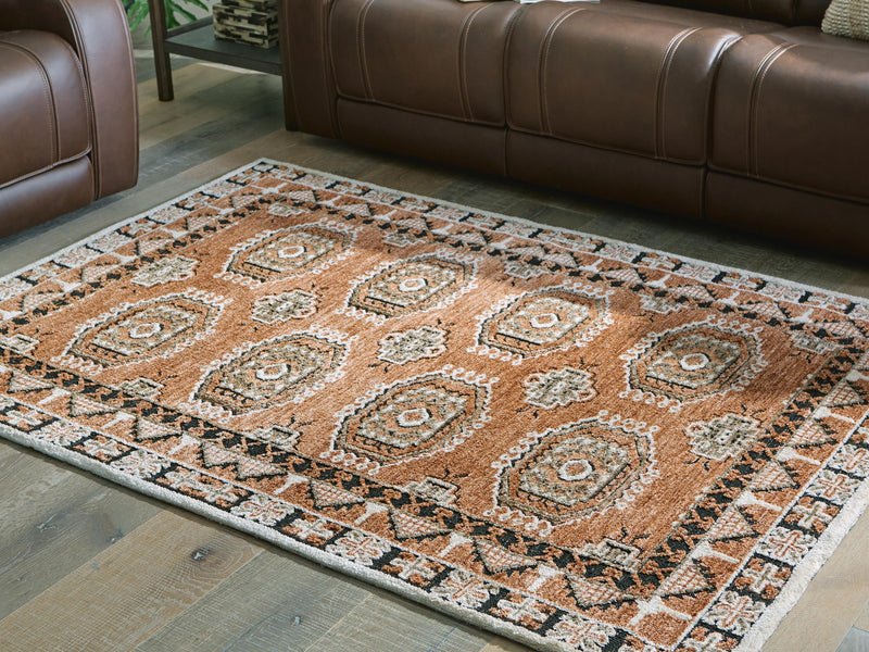 Qaabiz Sienna/Ivory/Black 5' x 7' Area Rug - R407522
