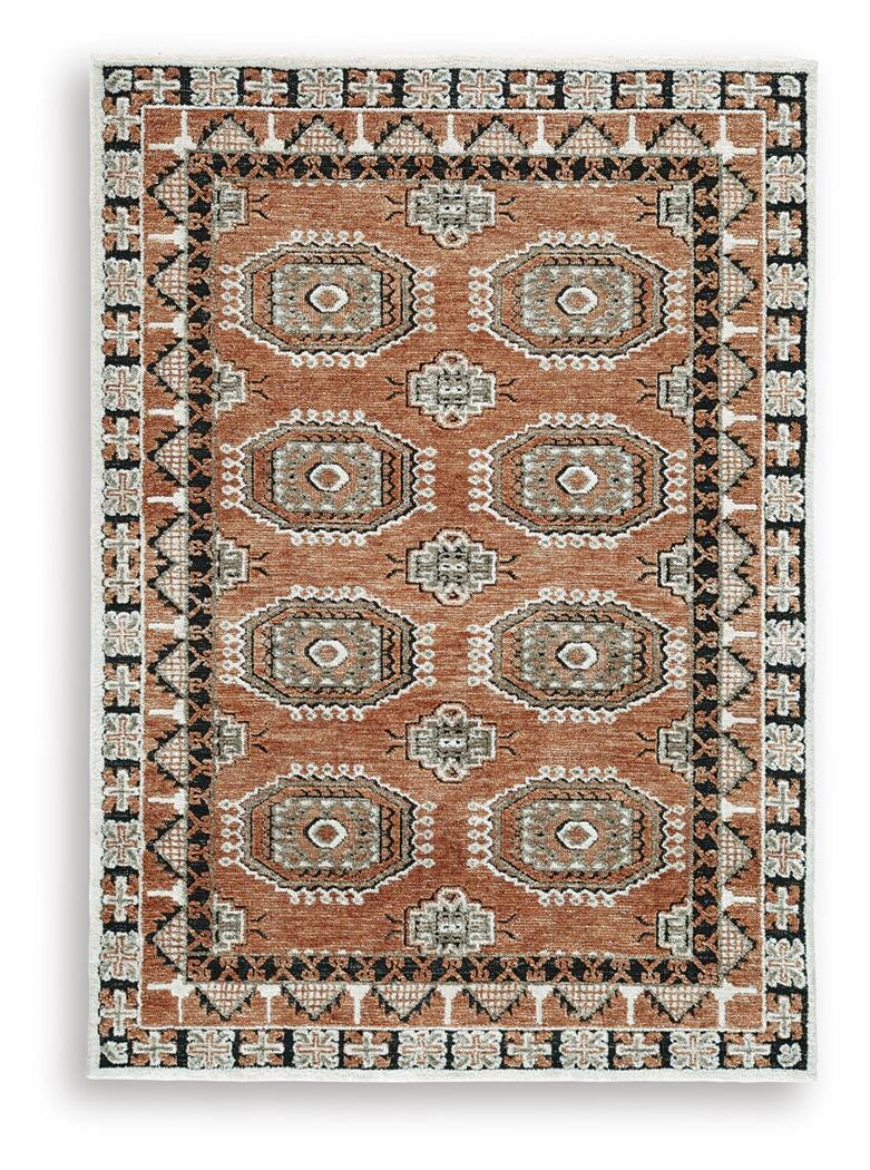 Qaabiz Sienna/Ivory/Black 5' x 7' Area Rug - R407522