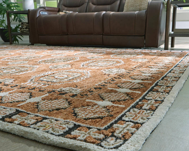 Qaabiz Sienna/Ivory/Black 5' x 7' Area Rug - R407522