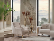 Quatro 3-pieces (Sofa & Loveseat & Chair) Livingroom in Cream - 200-SER-QUA-VELVET938-321