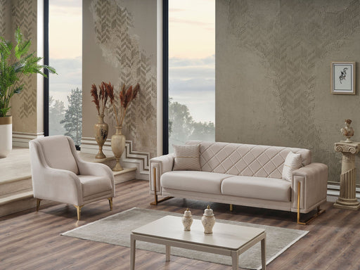 Quatro Convertible Loveseat in Cream - 200-SER-QUA-VELVET938-2