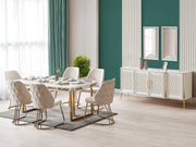 Quatro Diningroom (Consol With Mirror & Dining Table & 6 Dining Chair) - 200-ALT-QUA-DT-6-SET