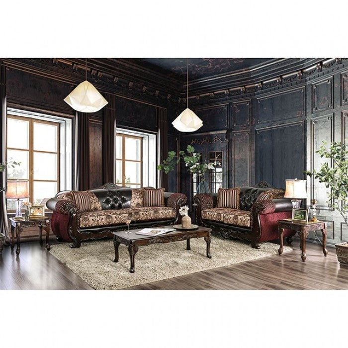 Quirino Burgundy/Dark Brown Sofa - SM6415-SF