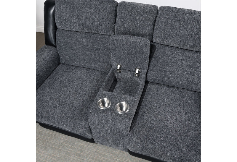 U5914/U5915 Grey/Black Rec Sofa/Crls W/Immersive Sound & Blue Led/Rec - U5914/U5915-GREY/BLACK-RS/CRLS +IS /R