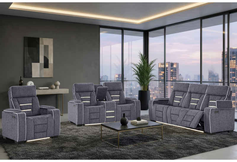 U1895 Grey P2 Reclining Sofa/Console Reclining Loveseat/Recliner - U1895-GREY-P2 RS/CRLS/R