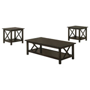 Rachelle 3-piece Rectangular Coffee Table Set Deep Merlot - 5909