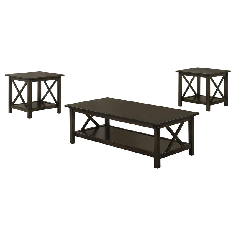 Rachelle 3-piece Rectangular Coffee Table Set Deep Merlot - 5909