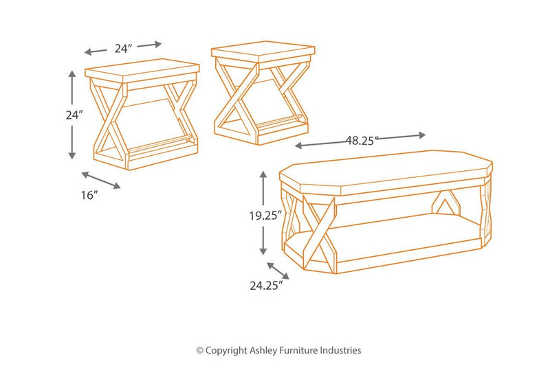 Radilyn Grayish Brown Table (Set of 3) - Gate FurnitureOccasional Table Set