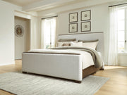 Radkin Burnished Brown California King Upholstered Panel Bed - PCB843B5