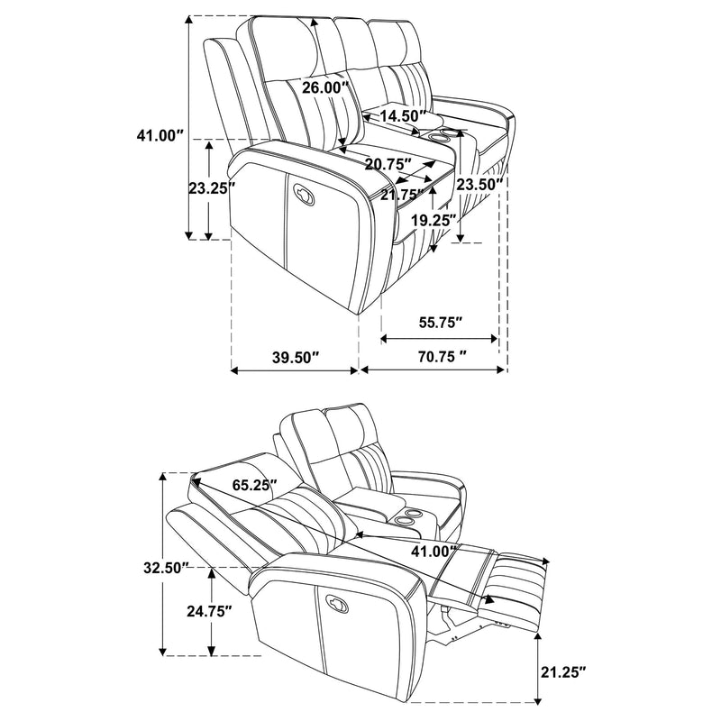 Raelynn 2-piece Upholstered Reclining Sofa Set Grey - 603191-S2