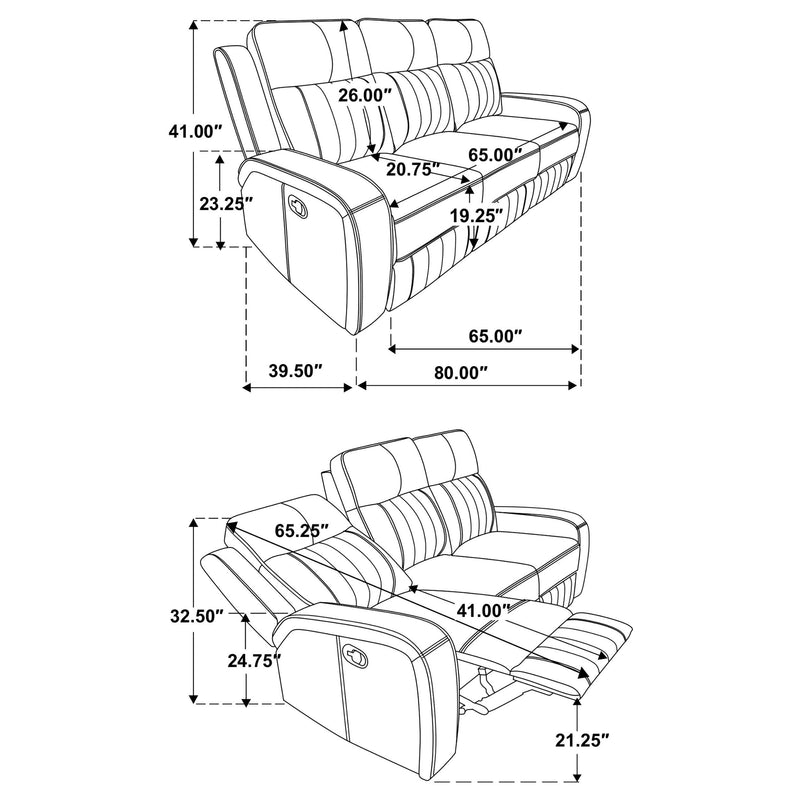 Raelynn 3-piece Upholstered Reclining Sofa Set Grey - 603191-S3