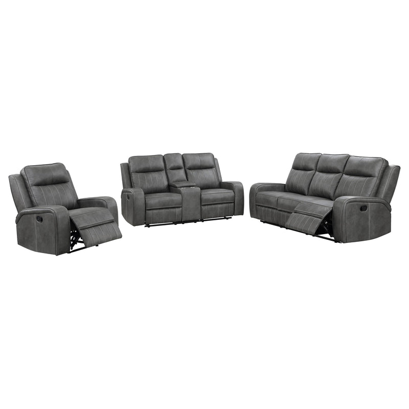 Raelynn 3-piece Upholstered Reclining Sofa Set Grey - 603191-S3
