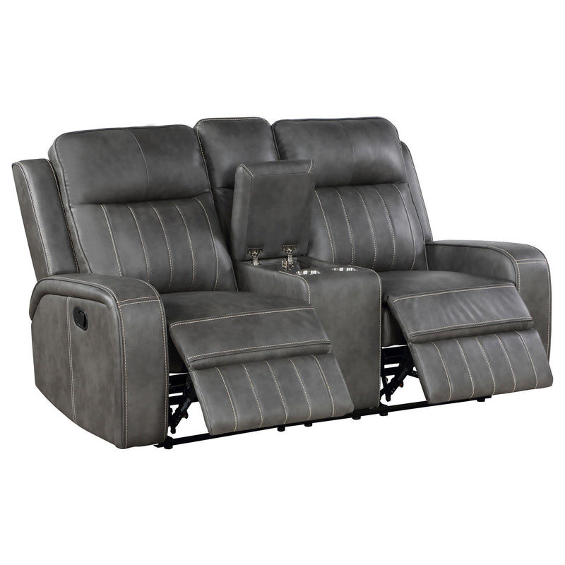 Raelynn Upholstered Track Arm Motion Loveseat Grey - 603192