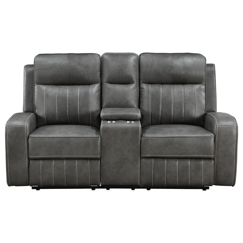 Raelynn Upholstered Track Arm Motion Loveseat Grey - 603192
