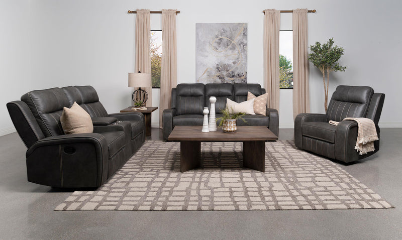 Raelynn Upholstered Track Arm Recliner Grey - 603193