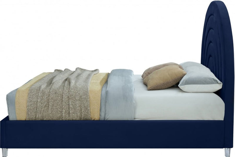 Rainbow Velvet King Bed Blue - Gate FurnitureKing Bed