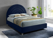 Rainbow Velvet King Bed Blue - Gate FurnitureKing Bed