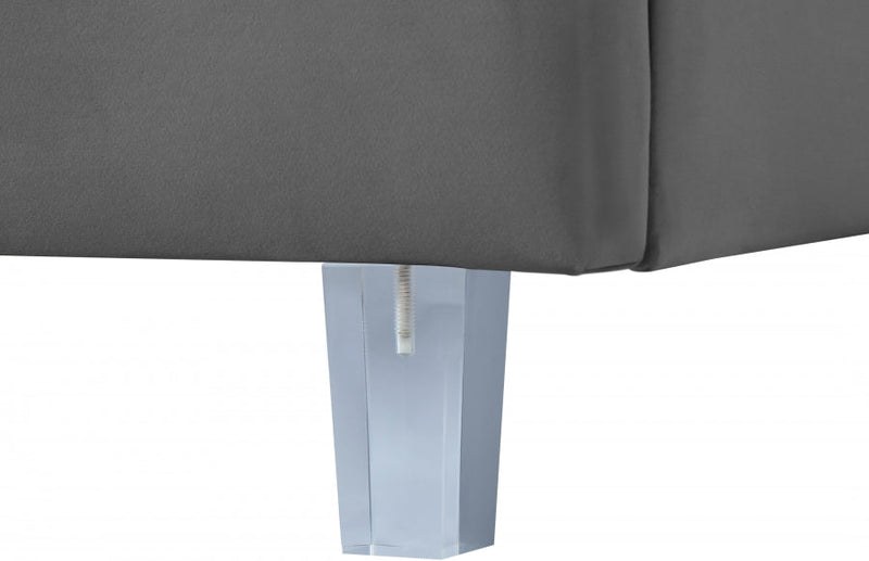 Rainbow Velvet King Bed Grey - Gate FurnitureKing Bed