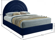 Rainbow Velvet Queen Bed Blue - Gate FurnitureQueen Bed