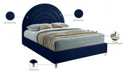 Rainbow Velvet Queen Bed Blue - Gate FurnitureQueen Bed