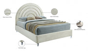 Rainbow Velvet Queen Bed Cream - Gate FurnitureQueen Bed