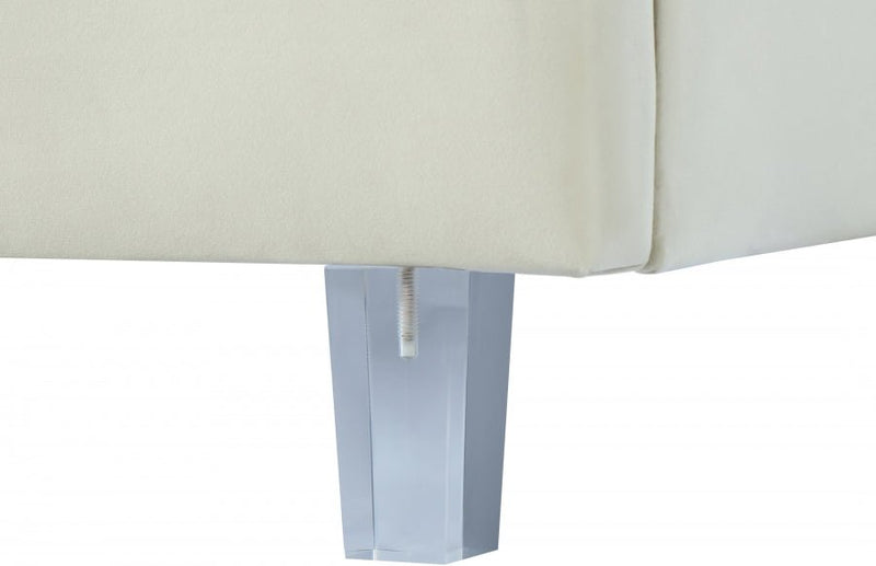 Rainbow Velvet Queen Bed Cream - Gate FurnitureQueen Bed