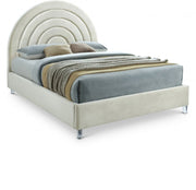 Rainbow Velvet Queen Bed Cream - Gate FurnitureQueen Bed