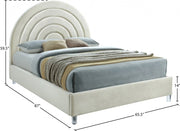 Rainbow Velvet Queen Bed Cream - Gate FurnitureQueen Bed