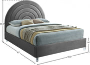 Rainbow Velvet Queen Bed Grey - Gate FurnitureQueen Bed