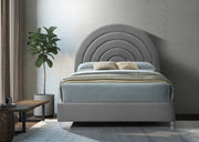 Rainbow Velvet Queen Bed Grey - Gate FurnitureQueen Bed