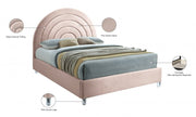 Rainbow Velvet Queen Bed Pink - Gate FurnitureQueen Bed