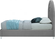 Rainbow Velvet Twin Bed Grey - Gate FurnitureTwin Bed