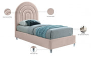 Rainbow Velvet Twin Bed Pink - Gate FurnitureTwin Bed