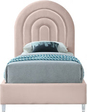 Rainbow Velvet Twin Bed Pink - Gate FurnitureTwin Bed