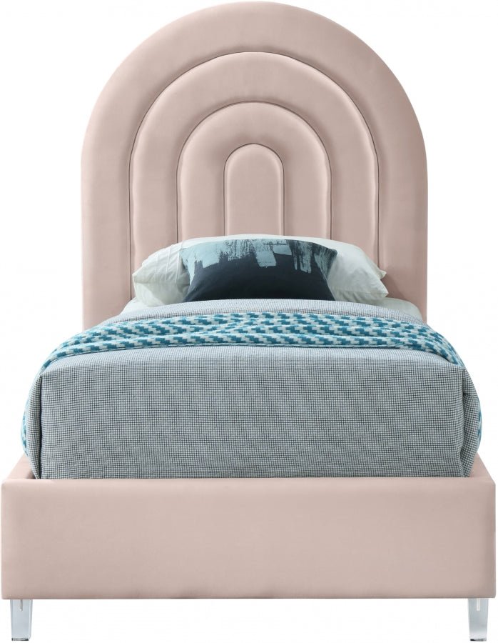 Rainbow Velvet Twin Bed Pink - Gate FurnitureTwin Bed