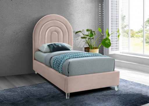 Rainbow Velvet Twin Bed Pink - Gate FurnitureTwin Bed
