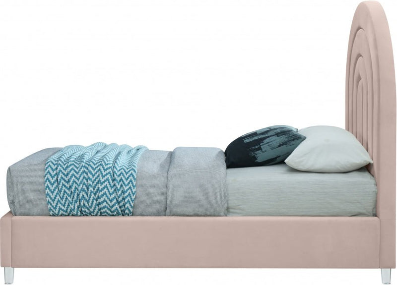 Rainbow Velvet Twin Bed Pink - Gate FurnitureTwin Bed