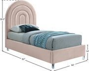 Rainbow Velvet Twin Bed Pink - Gate FurnitureTwin Bed