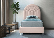 Rainbow Velvet Twin Bed Pink - Gate FurnitureTwin Bed