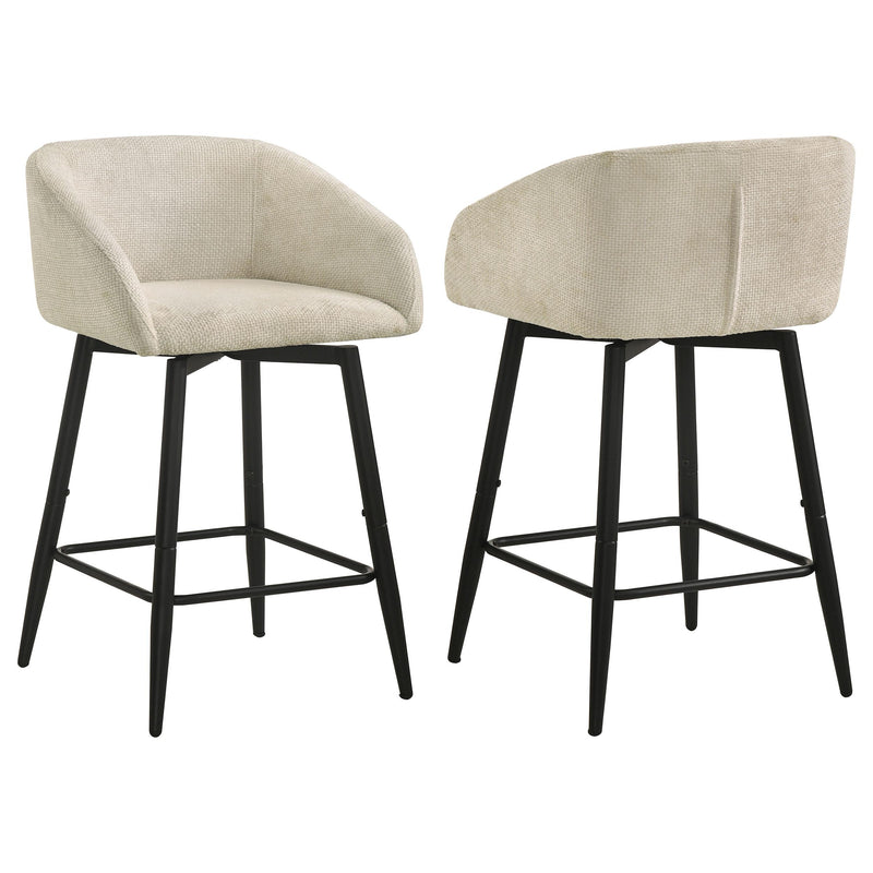 Rainer Fabric Upholstered Swivel Counter Height Chair Cream (Set of 2) - 190139CRM