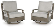 Rainier Ranch Brown/Beige Outdoor Swivel Glider Chair with Cushion - P701-821