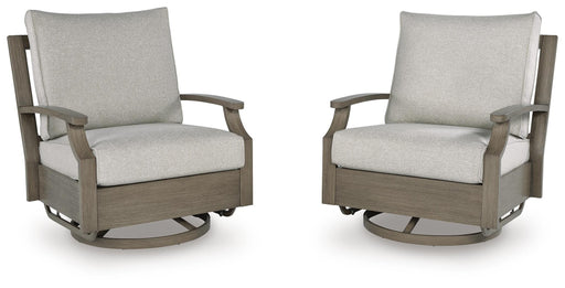 Rainier Ranch Brown/Beige Outdoor Swivel Glider Chair with Cushion - P701-821