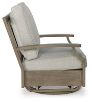 Rainier Ranch Brown/Beige Outdoor Swivel Glider Chair with Cushion - P701-821