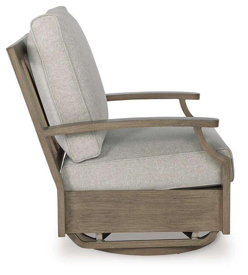 Rainier Ranch Brown/Beige Outdoor Swivel Glider Chair with Cushion - P701-821
