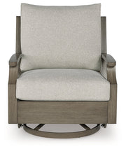 Rainier Ranch Outdoor Loveseat and 2 Chairs with Coffee Table in Brown/Beige from Ashley - Luna Furniture