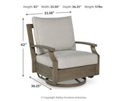 Rainier Ranch Outdoor Loveseat and 2 Chairs with Coffee Table in Brown/Beige from Ashley - Luna Furniture